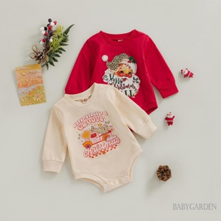 Babygarden-0-24months ชุดจั๊มสูทรอมเปอร์ คอกลม แขนยาว พิมพ์ลายคริสต์มาส ซานต้า ฤดูใบไม้ผลิ ฤดูใบไม้ร่วง สําหรับเด็ก