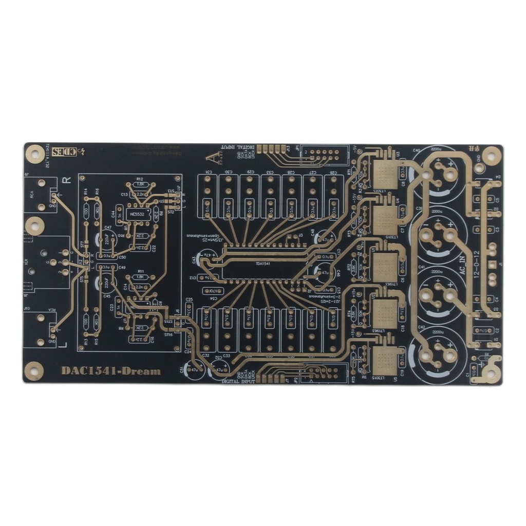Based On TDA1541 Audio DAC Decoder Board PCB Gold-Plated Traces