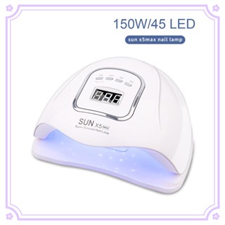 SUN-X5 MAX White/Pink 45 LEDs 150W Powerful UV LED Nail Dryer For Drying Nail Gel Polish With Large LCD Screen Smart Sensor Nail Lamp Nail Art Tools