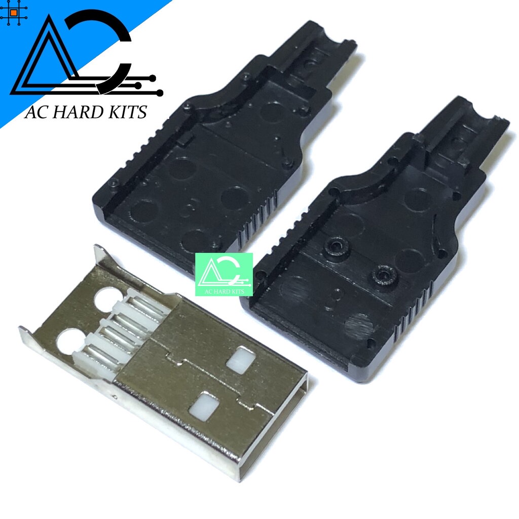 USB male head with plastic shell type A 4pin (ตัวผู้)