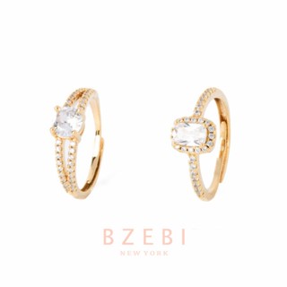 BZEBI แหวนแฟชั่น ฝังเพชร 18k ผู้หญิง ทอง สีโรสโกลด์ สไตล์เกาหลี ญี่ปุ่น เรียบง่าย สําหรับคู่รัก สําหรับผู้หญิง 592r