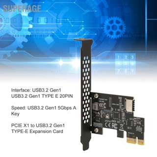 Superage การ์ดต่อขยาย Pcie เป็น Usb3.2 ความเร็วสูง 5Gbps X1 Usb3.2 Gen1 Type E 20Pin สีดํา สําหรับเดสก์ท็อป ด้านหน้า Type C