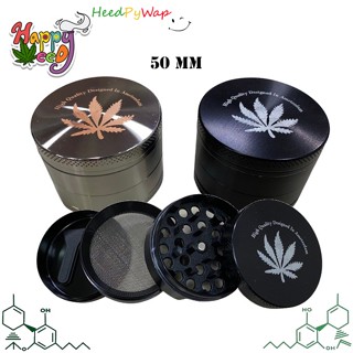 ที่บด ขนาด 50 มม 4 ชั้น Leaf Metal Grinder เครื่องบด ที่บดพกพา ที่บด Leaf Grinder Silver / Black Chorme