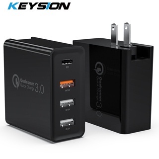 Keysion 48W 4 พอร์ต ชาร์จเร็ว PD Type C USB ที่ชาร์จ สําหรับ Samsung iPhone แท็บเล็ต QC 3.0 ชาร์จเร็ว US EU UK อะแดปเตอร์