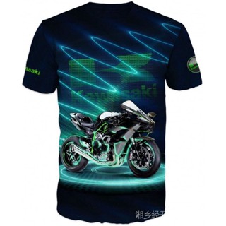 ใหม่ เสื้อยืดแฟชั่น ลาย kawasaki 3d