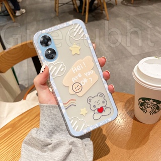 เคส OPPO A17 A17k 2022 ซิลิโคนนิ่ม แบบใส ลายหมีแฮปปี้น่ารัก สําหรับ เคสโทรศัพท์ OPPO A17k A17 Case