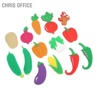 Chris Office แม่เหล็กติดตู้เย็น รูปผัก อาหารน่ารัก 3D ขนาดเล็ก สามมิติ ของเล่นตกแต่งตู้เย็น 15 ชิ้น