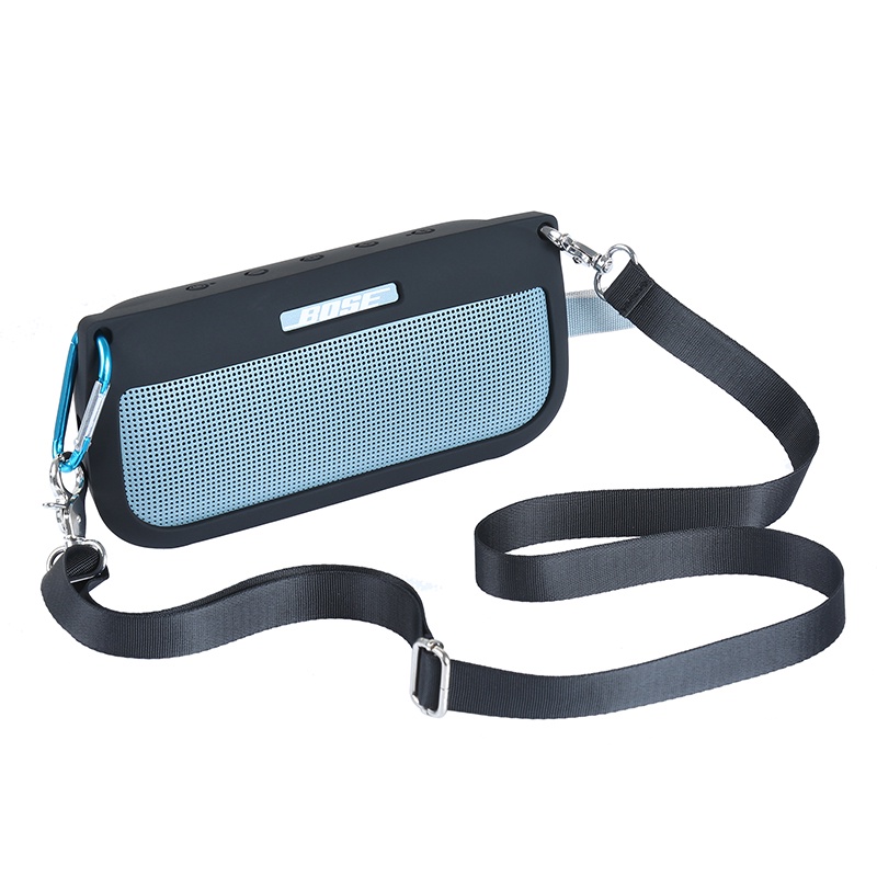 เคสซิลิโคนนิ่ม พร้อมสายคล้องไหล่ และคาราบิเนอร์ สําหรับลําโพงบลูทูธ Bose SoundLink Flex
