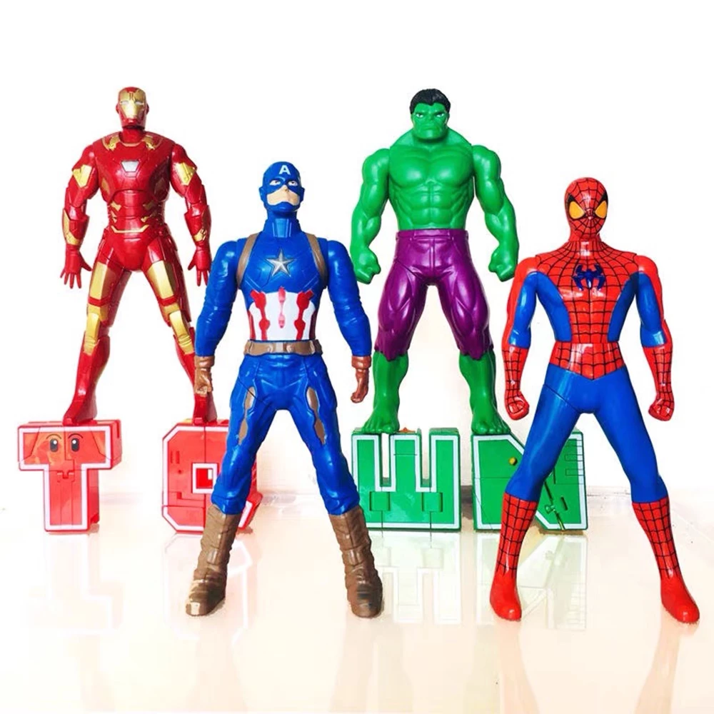 ของเล่น Avengers Spiderman Hulk อุลตร้าแมน ที่กดด้วยมืออย่างสนุกสนาน ฟิกเกอร์แอคชั่นซูเปอร์ฮีโร่หมุนได้ 360° thumbnail 8