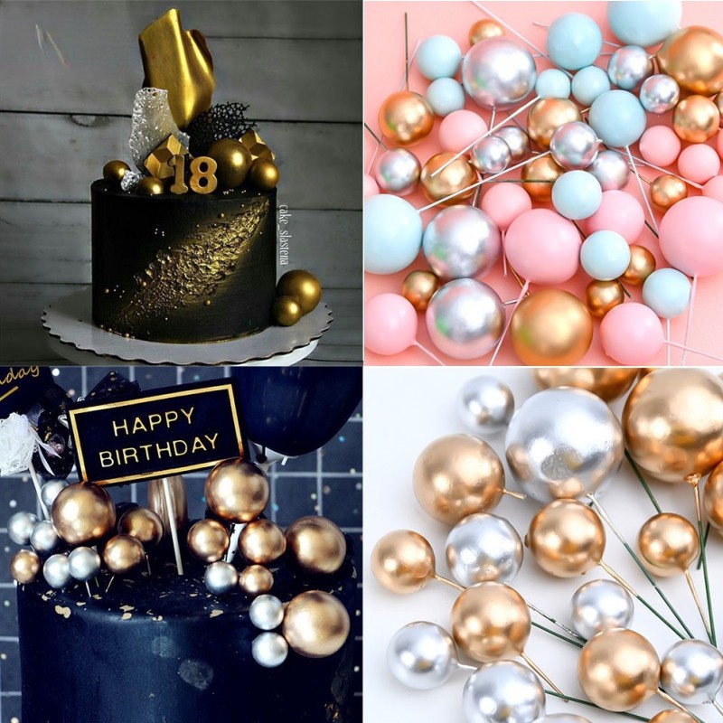 20ชิ้นทอง/เศษไม้ลูกบอลที่มีสีสันเค้ก ที บน วันเกิดงานแต่งงานเค้กตกแต่งเครื่องประดับ อิน เบเกอรี่เครื่องมือ