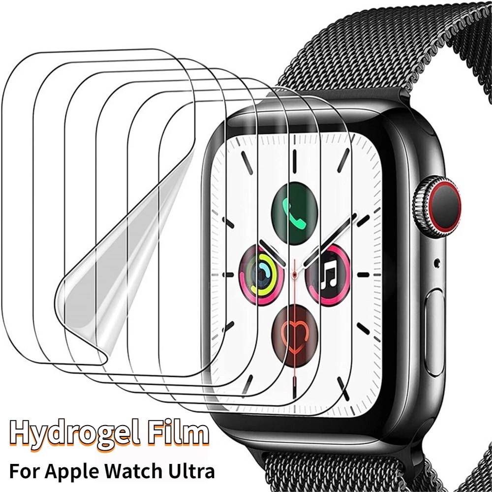 ฟิล์มกันรอยหน้าจอสมาร์ทวอทช์ เจลน้ําใสสูง สัมผัส TPU ฟิล์มนาฬิกา ครอบคลุมเต็มรูปแบบ ฟิล์มป้องกันลายนิ้วมือ สําหรับ Apple Watch Ultra