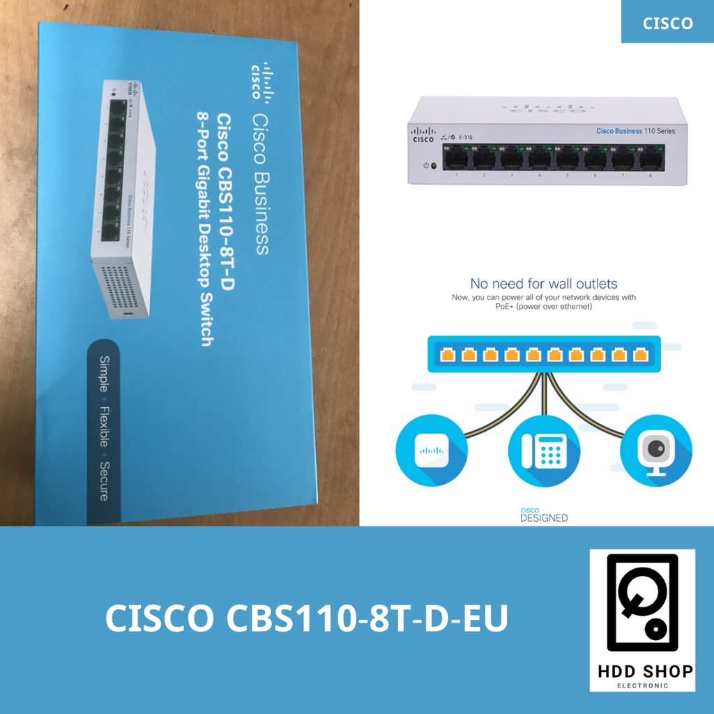 Switch Hub Cisco CBS110-8T-D-EU 8 PORTS ของแท้ 100% ประกัน Synnex ตลอดอายุการใช้งาน