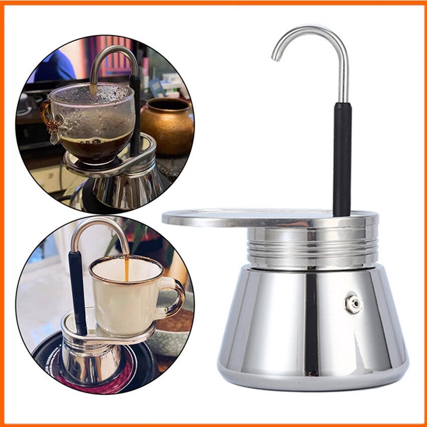 ของแท้100% Moka Pot สแตนเลสสไตล์อิตาลี Moka Pot ATOM COFFEE DIY ความจุขนาดใหญ่น้ำหนักเบาเครื่องชงกาแฟแบบพกพา