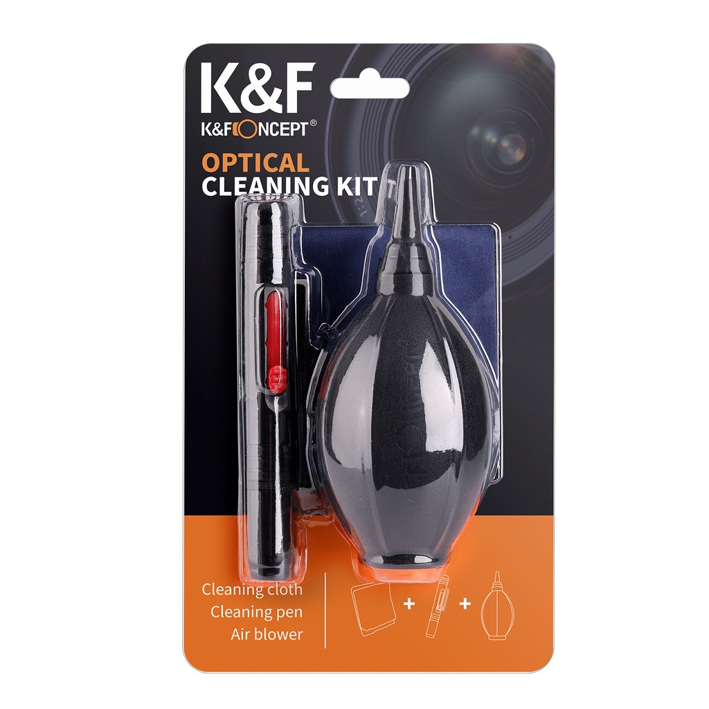 K&f Concept 3 IN 1 ชุดปากกาทําความสะอาดกล้อง + เครื่องเป่าซิลิโคน + ผ้าทําความสะอาด สําหรับ Canon Nikon Sony DSLR