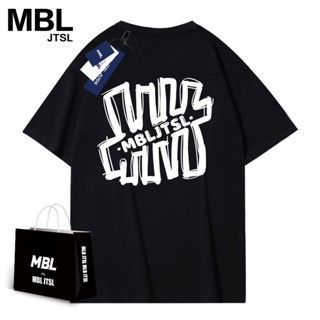 Mbl ฤดูใบไม้ผลิและฤดูร้อนใหม่เสื้อยืดแขนสั้นผู้ชายหลวมหล่นไหล่คอกลมฤดูร้อนเสื้อ bottoming ชายและหญิงแบรนด์น้ํา bf