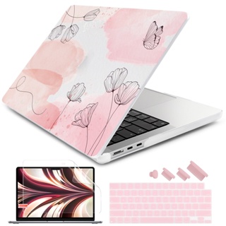 เคสแล็ปท็อป พิมพ์ลาย เนื้อแมตต์ 4 in 1 สําหรับ MacBook Pro Air case M2 2022 A2681 M1 A2338 2020 M1 Air13 A2337 A2179 Pro13 15 16 นิ้ว touch bar A1708 A1989 A2159 A2442