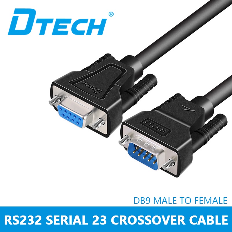 DTECH RS232 Serial Cable DB9 ชายหญิง Null Modem Cord Cross TX RX Line สําหรับการสื่อสารข้อมูล