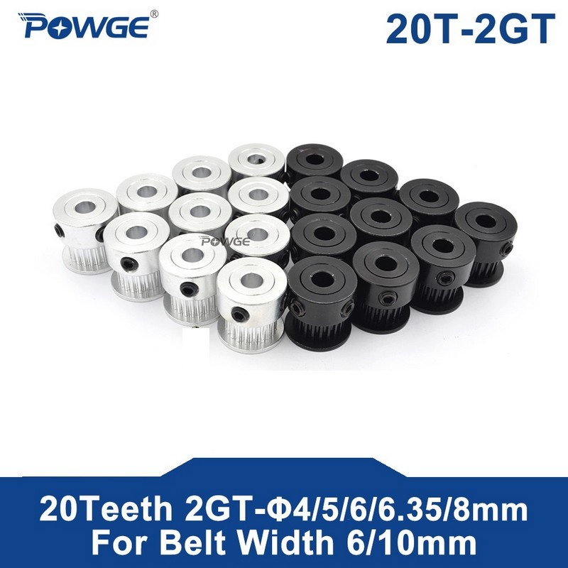 POWGE GT 20 Teeth 2GT 2M Timing Pulley Bore 5/8mm 2MGT GT2 Synchronous belt width 6/10mm backlash