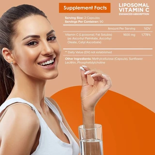 [ของแท้ 100% + พร้อมส่ง] 🧡 NutriFlair, วิตามินซี แบบเสริมการดูดซึม ⭐ Vitamin C Liposomal 1700mg, 180 Capsules
