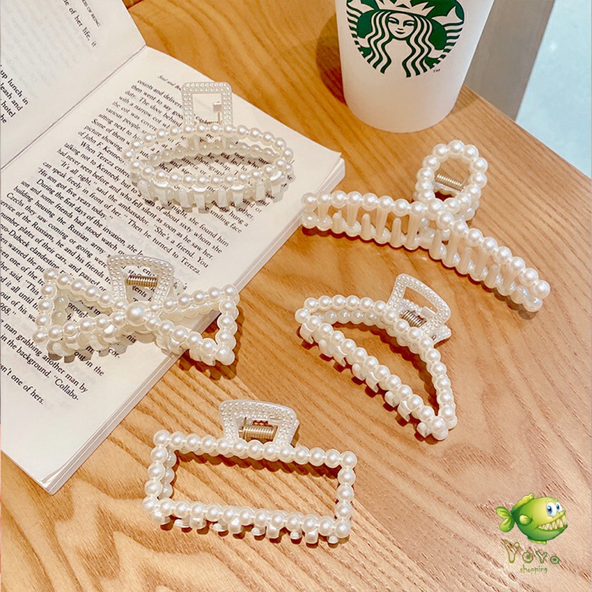 YOYO กิ๊บติดผมประดับไข่มุกเทียม หรูหราและเรียบง่าย เครื่องประดับผม pearl hair clip