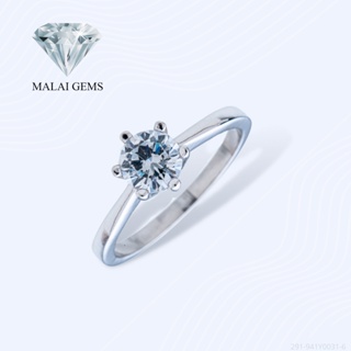 Malai Gems แหวนเพชร แหวนเพชรชู เงินแท้ 925 เคลือบทองคำขาว ประดับเพชรสวิส CZ รุ่น 291-941Y0031-6 แถมกล่อง แหวนเงินแท้