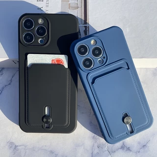 เคสซิลิโคนแบบนุ่มพร้อมช่องใส่การ์ดรองรับผู้ถือบัตรสําหรับ iPhone 17Promax 14 13Promax 16Promax 11 15