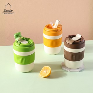 Sweejar ขวดน้ํา แบบพกพา ขนาด 400 มล. พร้อมหลอดดูด สําหรับนักเรียน กีฬา กาต้มน้ํา รถ ถ้วยกาแฟ เขย่าขวด