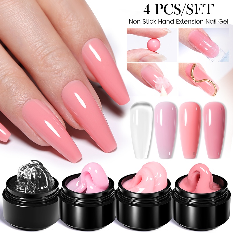 Born PRETTY ชุดเจลต่อเล็บเจล แบบใส สีชมพู ไม่เหนียวติด DIY 15 มล. 2 4 ชิ้น