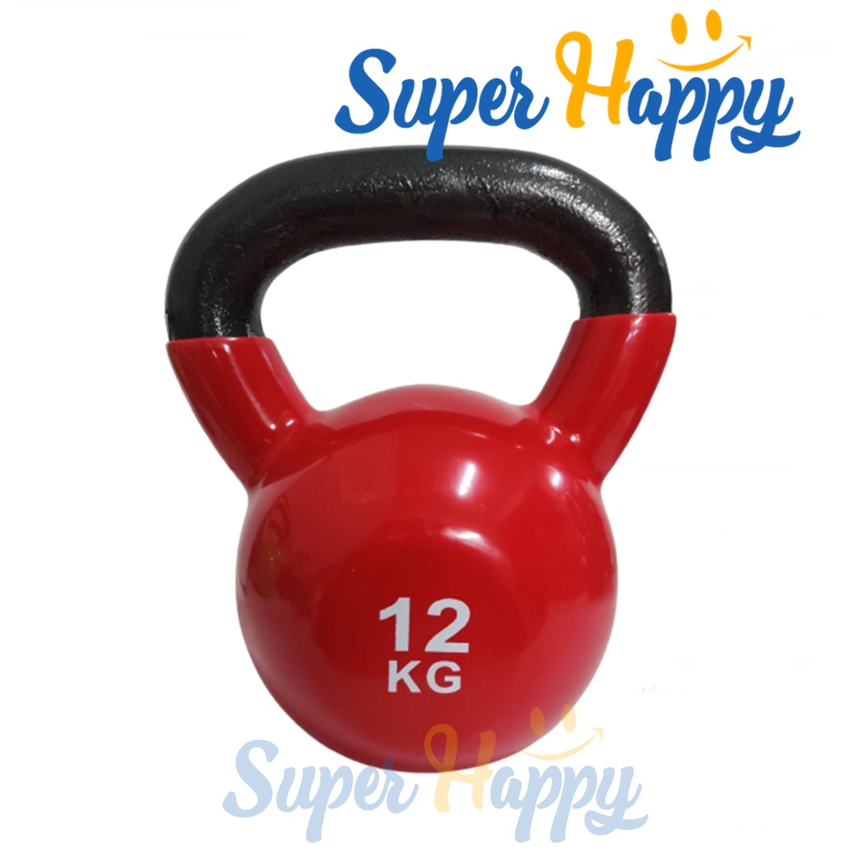 เคตเทิลเบล 12KG ลูกตุ้มยกน้ำหนักสีสัน  เหล็กหล่อยกน้ำหนักหุ้มด้วยยาง เกรดยิม Kettlebell Dumbbell