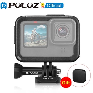 Puluz กรอบเคส PA ชาร์จได้ พร้อมช่องเสียบแฟลช สีดํา สําหรับกล้อง Gopro HERO 12 11 10 9