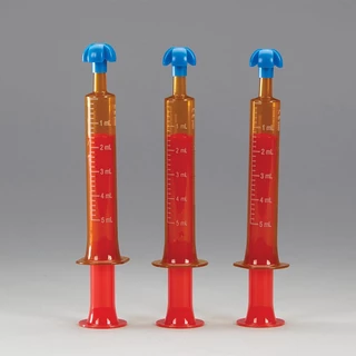 ไซริงค์ป้อนอาหาร / ยา หลากสีแบบใช้ซ้ำได้ พร้อมฝาครอบ Colored Reusable Oral Syringes with Tip Cap จากอเมริกา ราคาต่อชิ้น