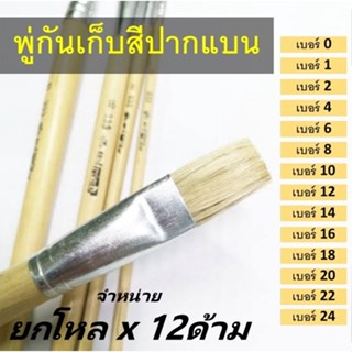 [ยกโหลx12  ราคาส่ง]พู่กันทาสีขนแบน พู่กันจีนเก็บสีขนแบน สินค้ามีหลายขนาด