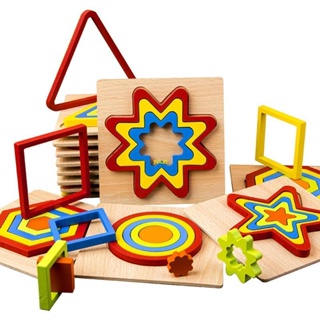 youn Montessori Shape Sorting Toy 3D Puzzle Pegged Board Baby Fine Motor Skill Toys