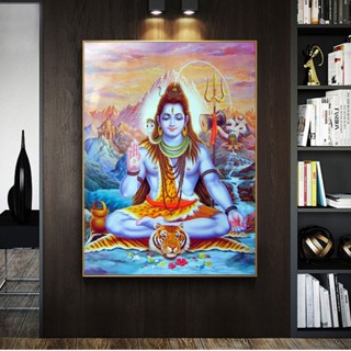 Shiva ภาพโปสเตอร์บนผ้าใบ รูปเทพเจ้าฮินดู สําหรับตกแต่งผนัง 1011