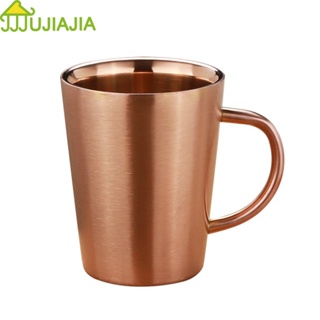 Jujiajia แก้วกาแฟสเตนเลส 304 มีฉนวนกันความร้อน สองชั้น สร้างสรรค์ สําหรับบ้าน