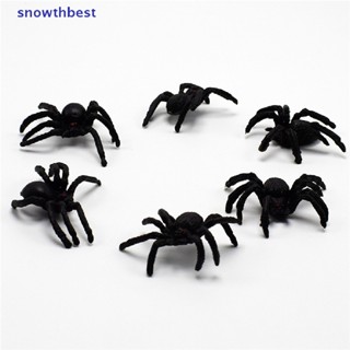 [Snowth] ของเล่นแมงมุมพลาสติกจําลอง ยืดหยุ่น สีดํา ของขวัญวันฮาโลวีน 5 ชิ้น