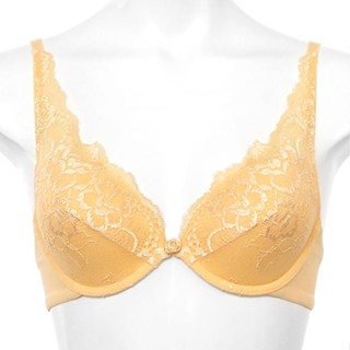 Annebra บราเสริมทรง ตะขอหลัง คอวี มีโครง เสริมฟองน้ำ Push up Mold bra V Neck รุ่น AB1-554 สีขาว , สีเหลือง