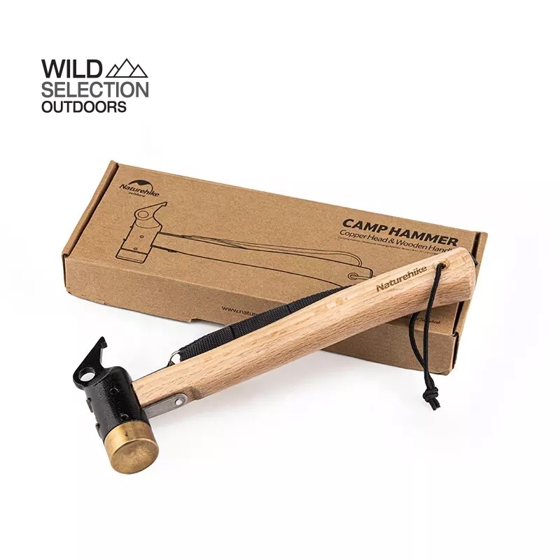 Naturehike Thailand ค้อนไม้หัวทองเหลือง Camping hammer with solid wood handle NH20PJ083
