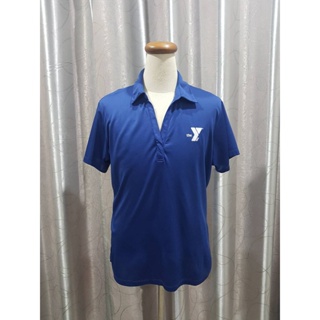 FF000450-- เสื้อกีฬาชาย โปโล สีน้ำเงิน มือสอง the ymca อก 46-48 นิ้ว