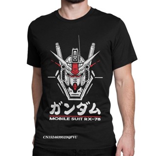 เสื้อยืด oversize ผู้ชาย RX-78 Gundam Tops เสื้อยืดอะนิเมะหุ่นยนต์เสื้อคอลายพรีเมี่ยมวินเทจฮาราจูกุเสื้อทีเชิ้ตคอกลมมาให