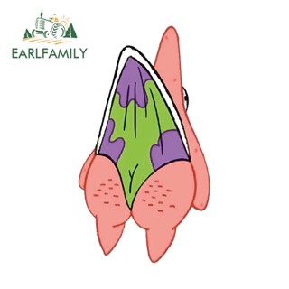 Earlfamily สติกเกอร์ไวนิล ลายการ์ตูนอนิเมะ Patrick Star สําหรับติดตกแต่งรถยนต์ หมวกกันน็อค รถจักรยานยนต์ 13 ซม. x 7.2 ซม.