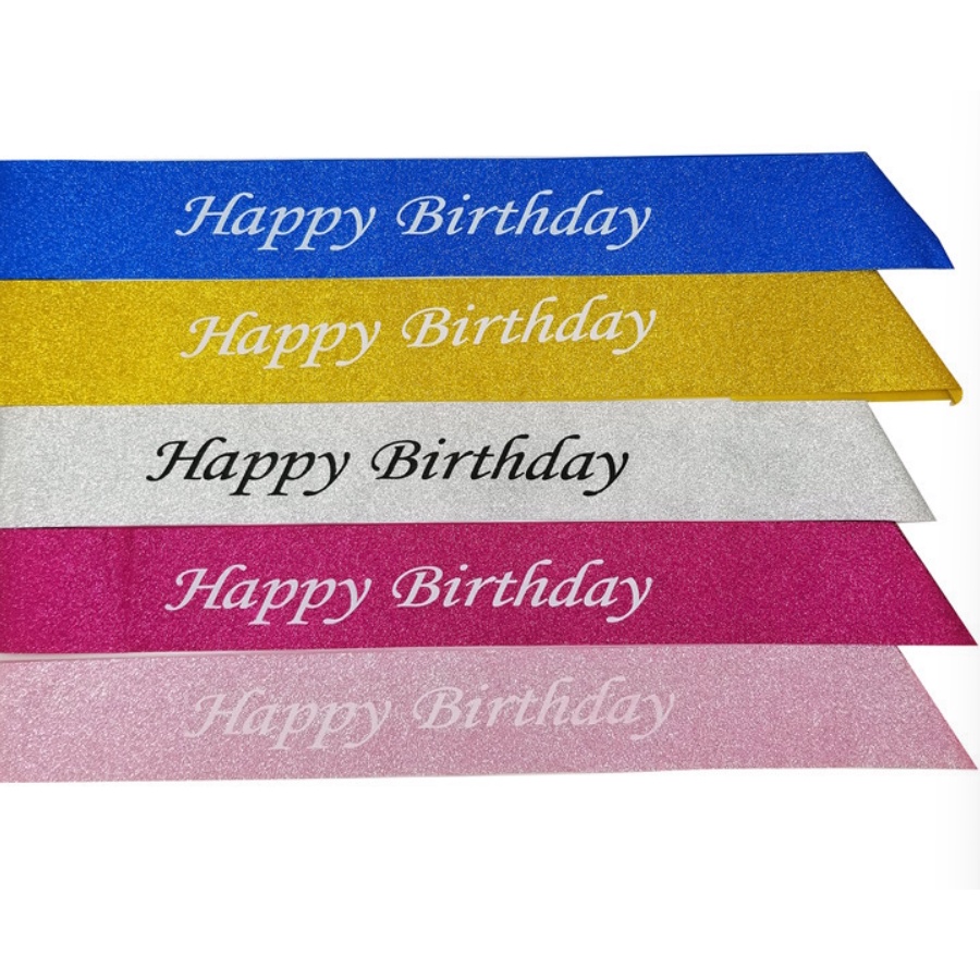ส่งไว สายสะพายวันเกิด Happy Birthday วิบวับ วิบวับ ราคา ถูกที่สุด ดีลบีเคเค แกลเลอรีภาพที่ 3