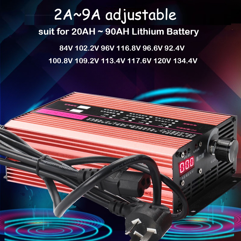 อุปกรณ์ชาร์จแบตเตอรี่ลิเธียม 120V 84V 96V 102.2V 117.6V 100.8V eBike Lipo Li-ion Lifepo4 Fast 2A 5A 