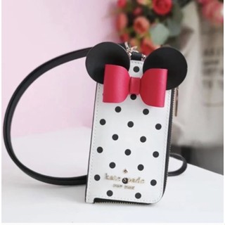 🎀 (สด-ผ่อน) ที่ห้อยบัตร K4758 Kate Spade New York Disney Other Minnie Mouse Polka Dot Lanyard Bow Wallet