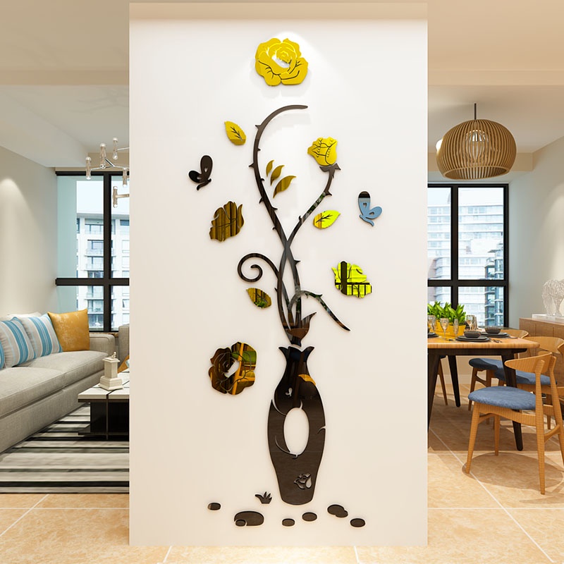 【 Daorui 】 แจกันสร้างสรรค์พลัมห้องนอนห้องนั่งเล่นทีวีพื้นหลังผนังตกแต่งด้วยตนเองจัดสติกเกอร์ติดผนังอะคริลิค 3 มิติ