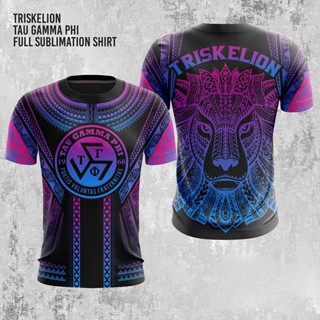 เสื้อยืด พิมพ์ลาย Tau Gamma Phi Triskelion Neon Tribal สําหรับผู้ชาย