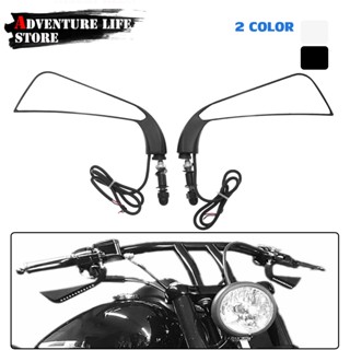 For Sportster XL1200 XL883 Motorcycle Mirrors For Harley 8mm Thread Rearview Mirrors Back Side Flat Mirror LED Turn Sign