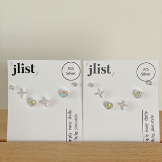 Jlist ต่างหูก้านเงินแท้ 92.5 เซ็ตหัวใจ ผีเสื้อเพชร 🦋💙