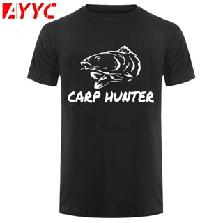 เสื้อยืดลําลอง สําหรับผู้ชาย ผู้หญิง แขนสั้น คอกลม พิมพ์ลาย CARP HUNTER pike angler Fishinging TOP 8 10 16 s m l xl