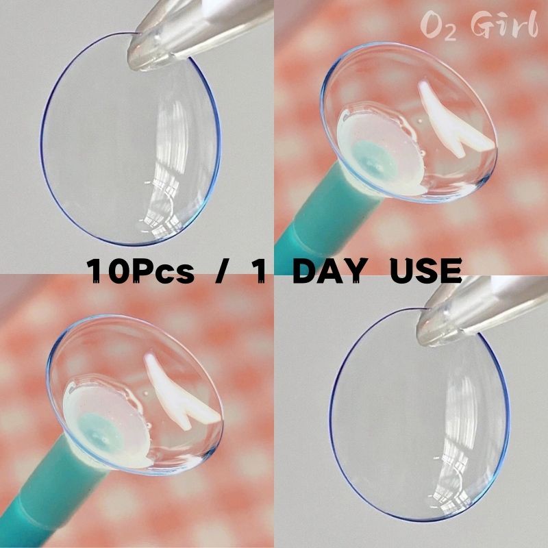 O2girl คอนแทคเลนส์สายตา คอนแทคเลนส์ mini คอนแทคเลนส์ตาโต คอนแทคเลนส์ใส แบบนิ่ม 10 ชิ้น (-1.00~-10.00